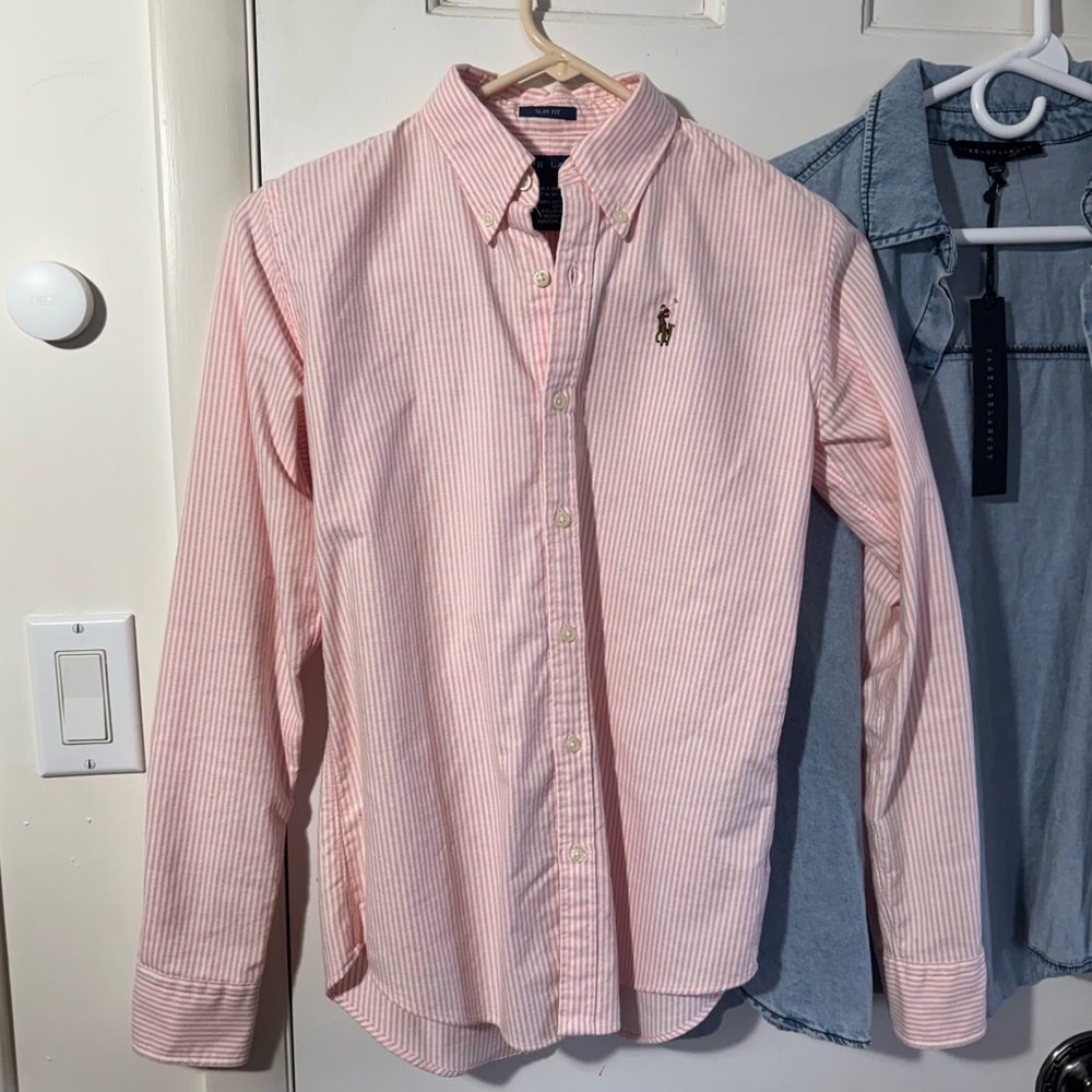 Ralph Lauren Pink Striped Women Longsleeve Shirt